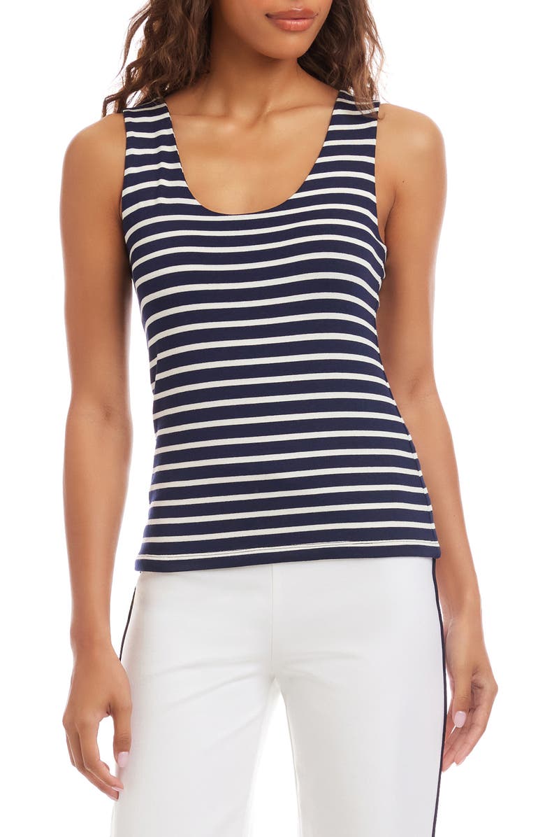 Karen Kane Stripe Scoop Neck Tank, Main, color, Stripe