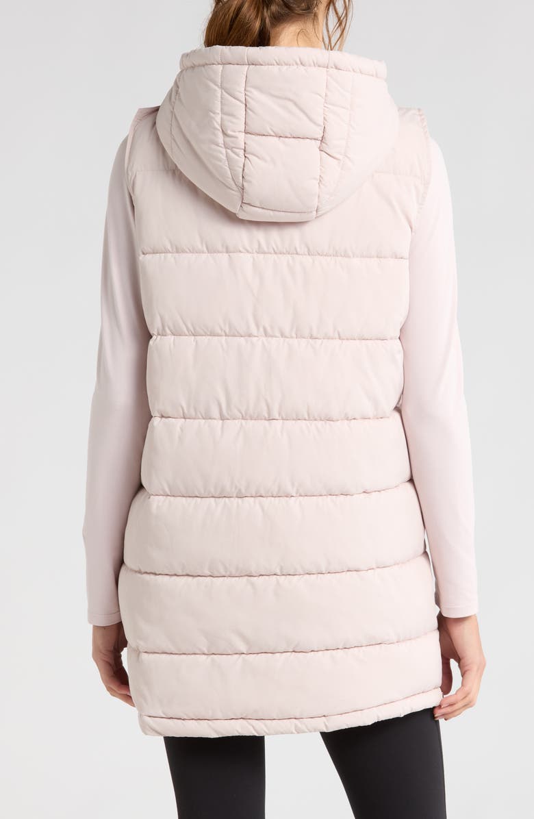 Zella Long Hooded Puffer Vest, Alternate, color, Pink Hush