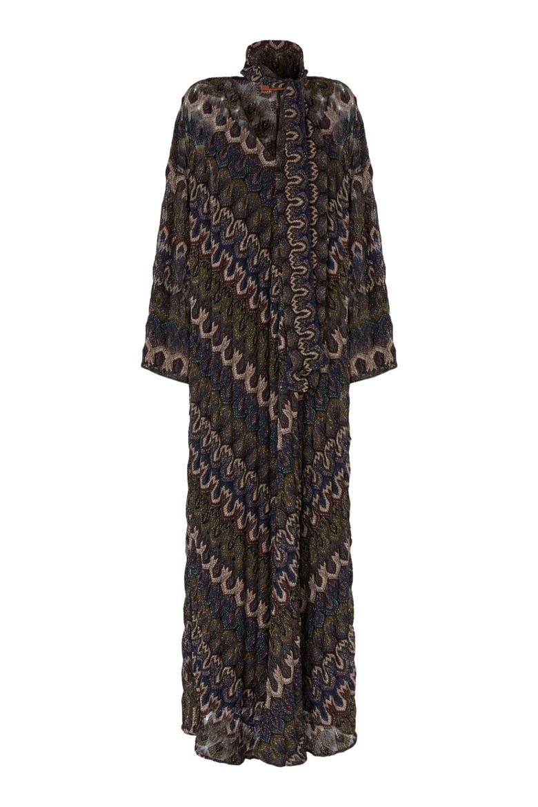 Long Dress In Viscose Lamé With Removable Sash, Alternate, color, Brown