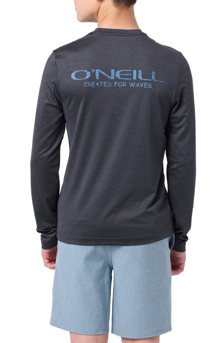 O'Neill Kids' TRVLR Stacked Long Sleeve Performance T-Shirt, Alternate, color, Heather Black