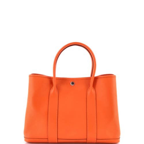 Pre-owned Hermes  Hermes Garden Party Tote Leather 36 In Orange