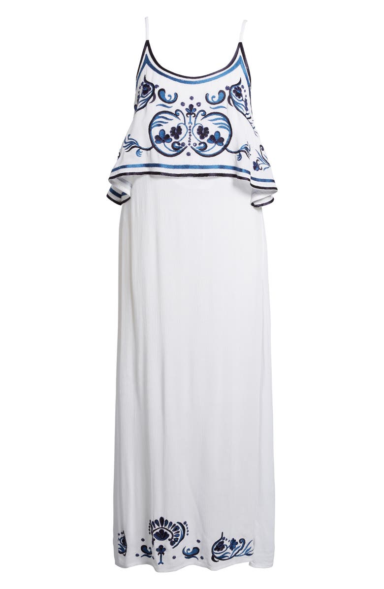 Raga Mediterranean Embroidered Maxi Dress, Alternate, color, 