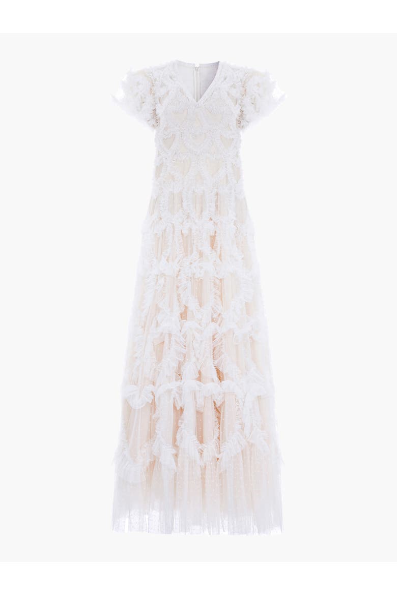 Amorette V-neck Gown, Alternate, color, Cream