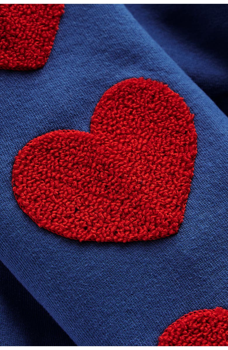 Mini Boden Kids' Bouclé Hearts Cotton Sweatshirt, Alternate, color, Bluejay Hearts