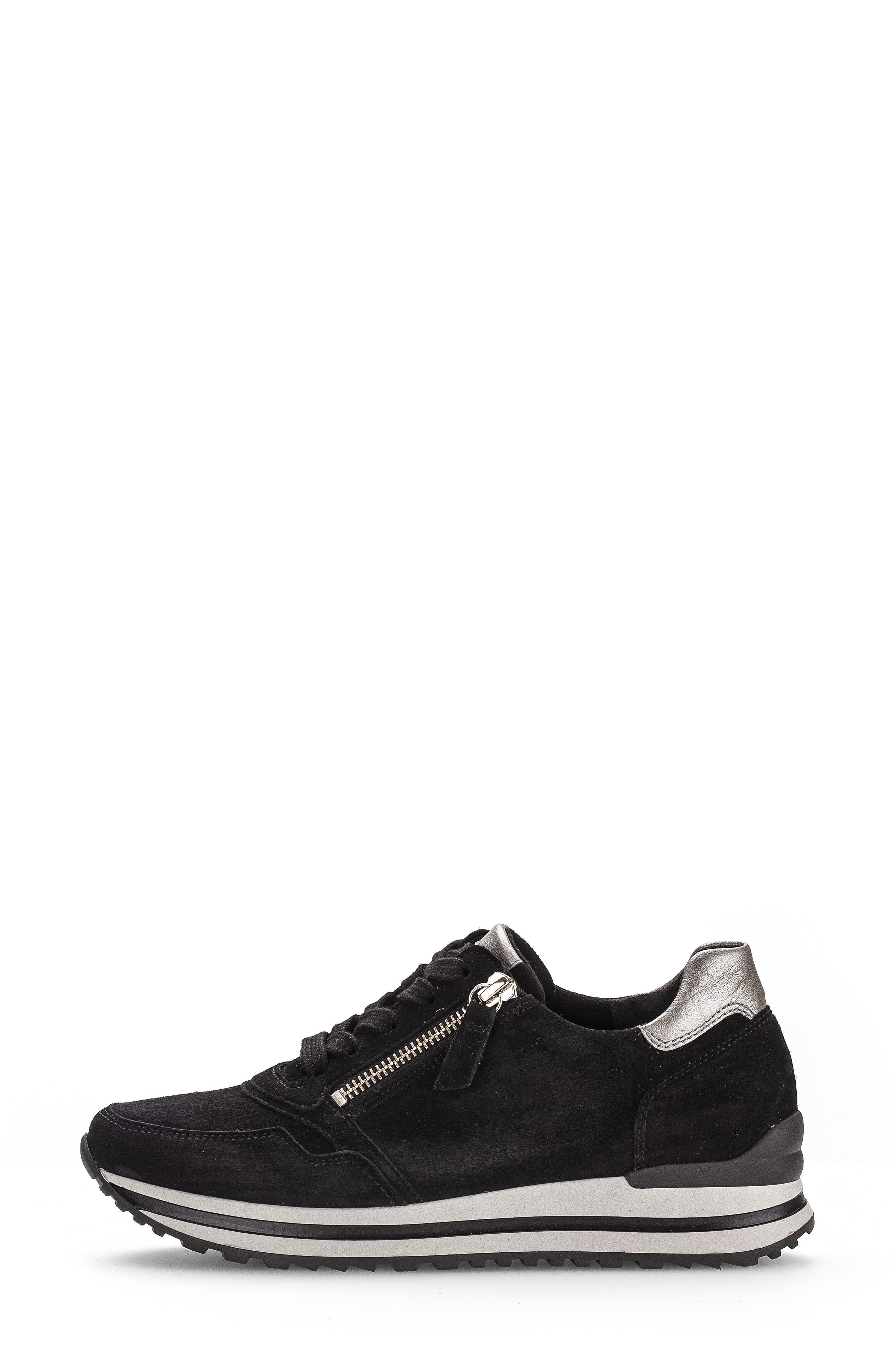 Gabor Zip Sneaker, Alternate, color, Black