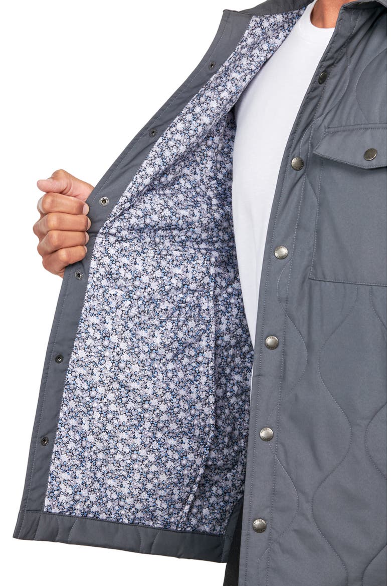 Solid Blue Quilted Shirt Jacket, Alternate, color, GREY