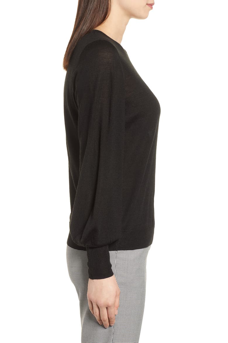 Puff Sleeve Sweater, Alternate, color, BLACK