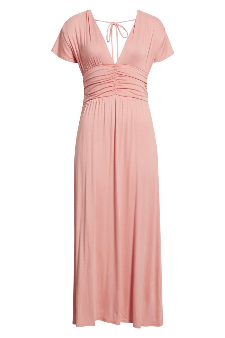 Ruched Bodice Midi Dress, Alternate, color, DUSTY ROSE