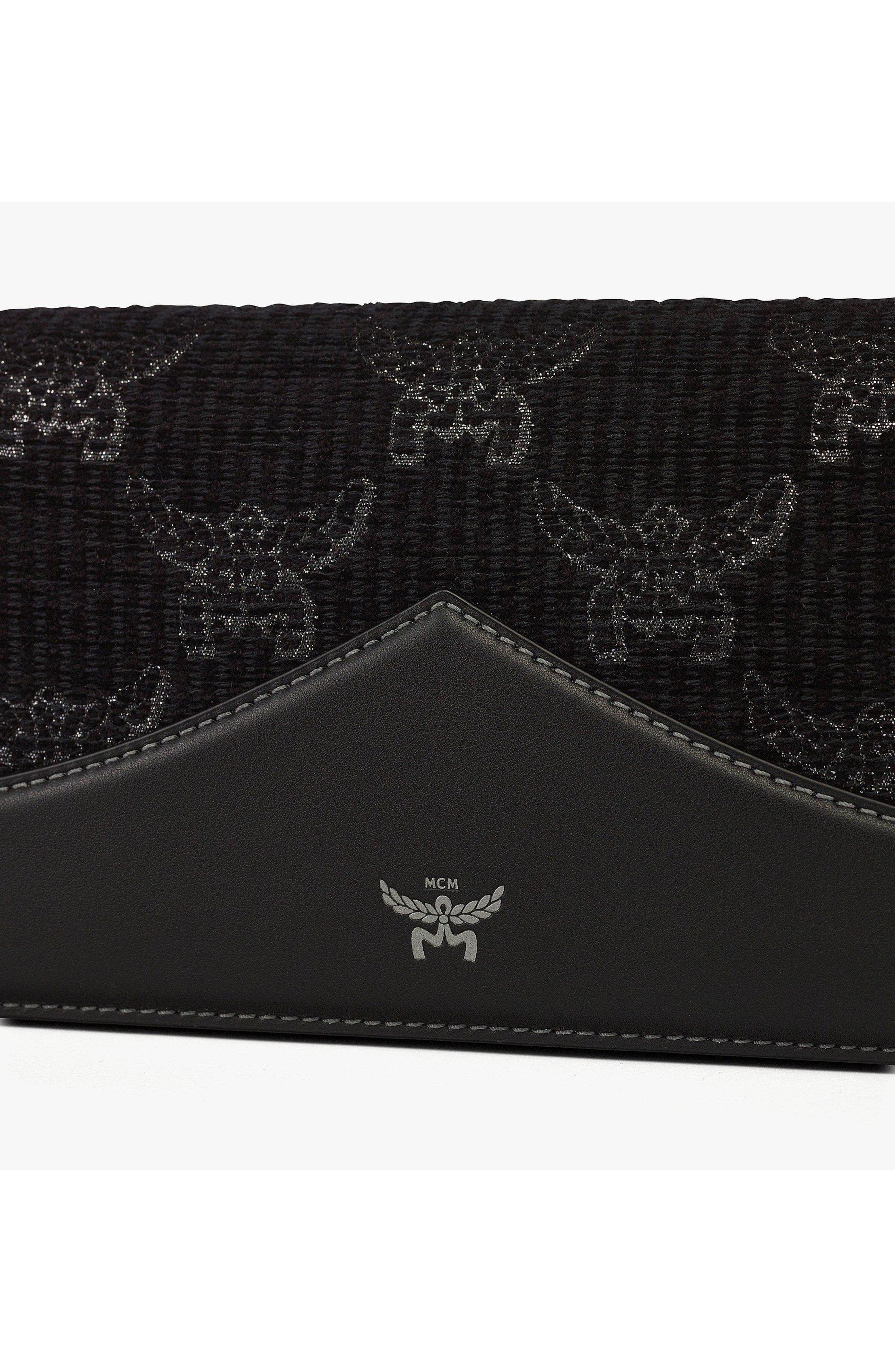 MCM Diamond Clutch in Lauretos Lurex Jacquard, Alternate, color, Black