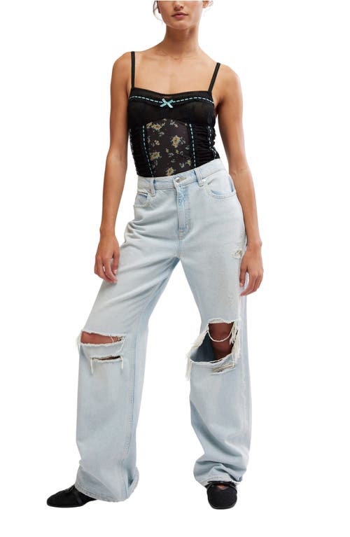 FREE PEOPLE FREE PEOPLE SARA FLORAL PRINT LACE CORSET BODYSUIT 