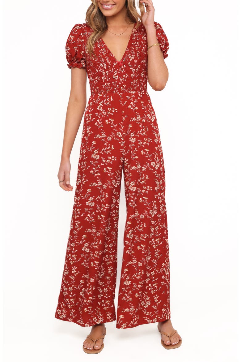 Herring Floral Print Wide Leg Jumpsuit, Main, color, RED