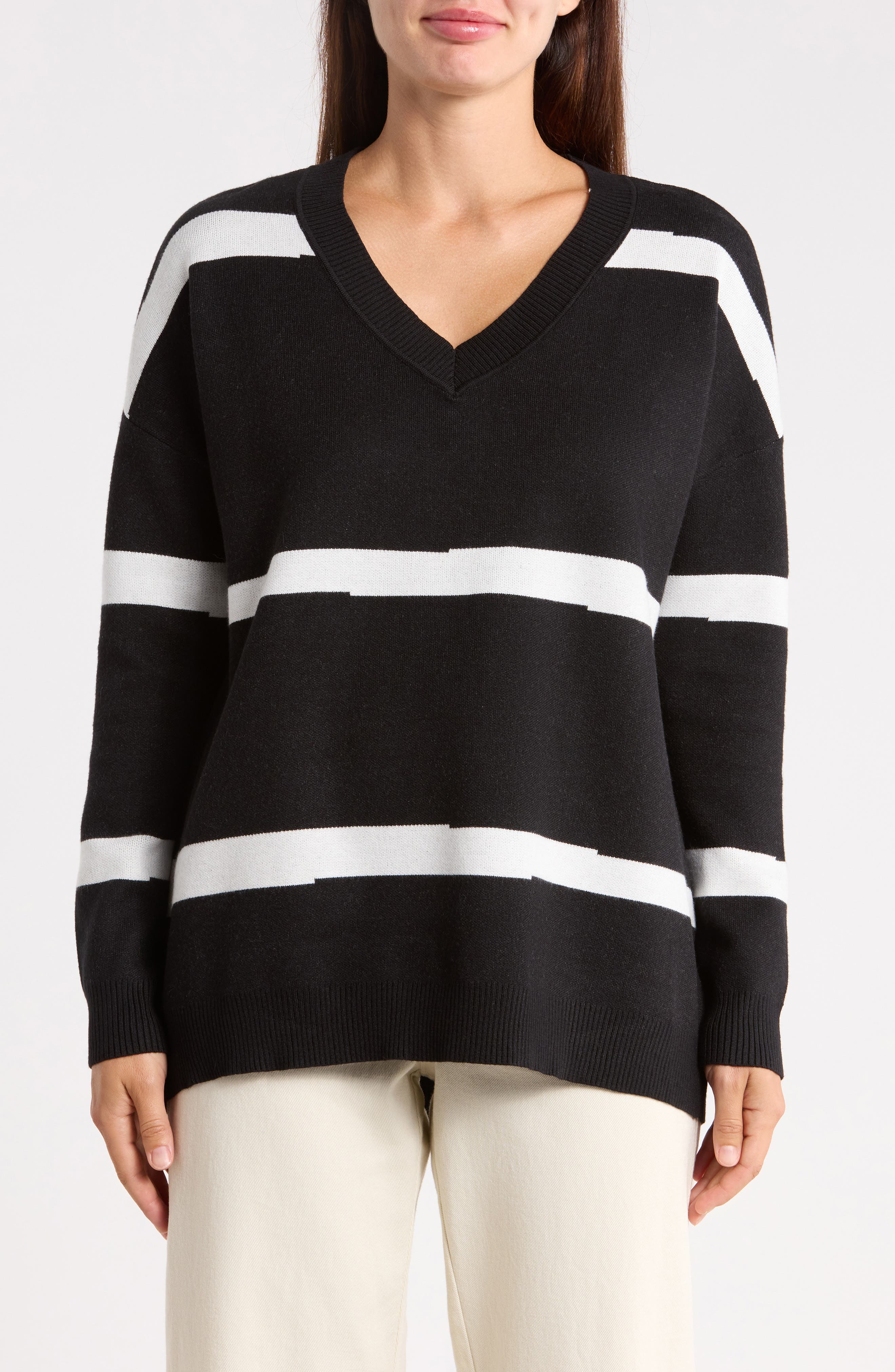 Striped V-Neck Sweater