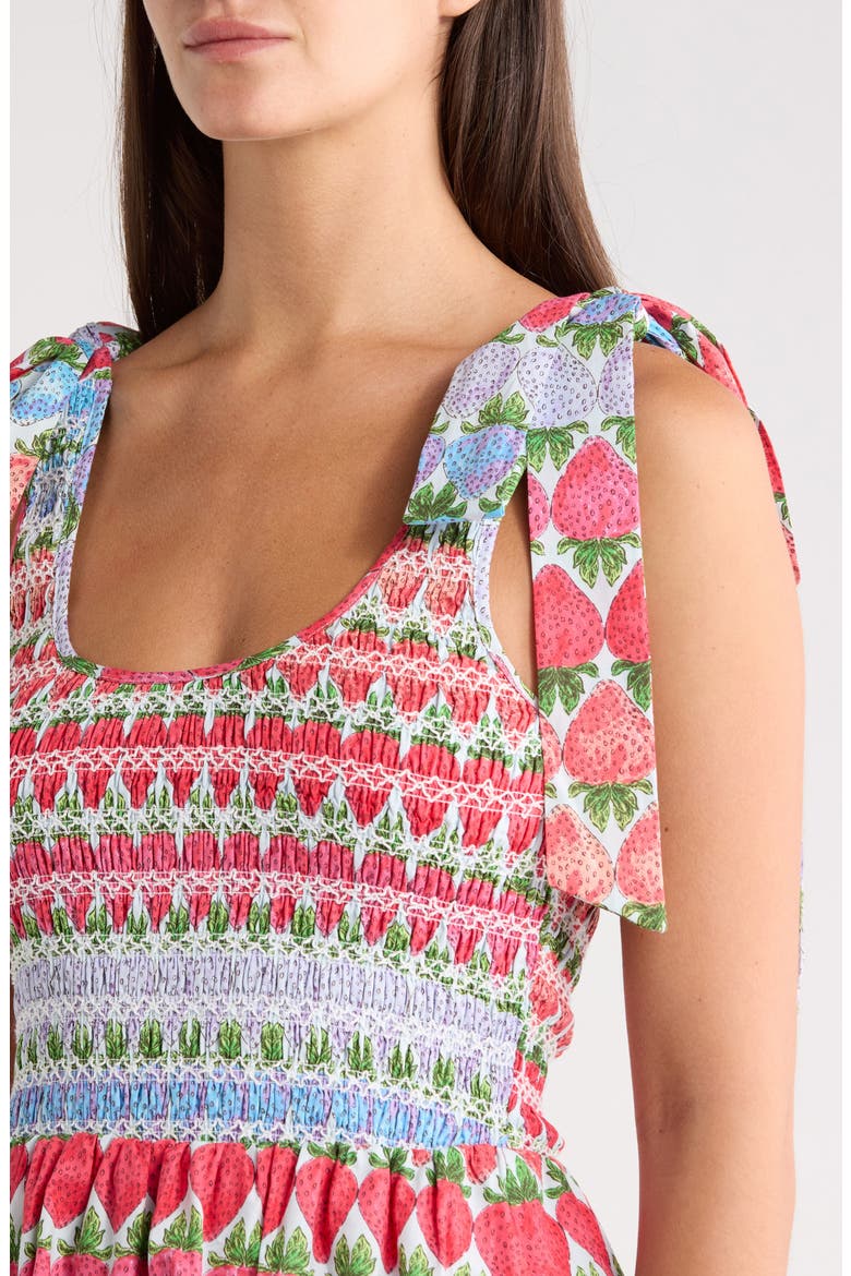 Berry Burst Kasia Sleeveless Smocked Midi Dress, Alternate, color, PURPLE MULTI