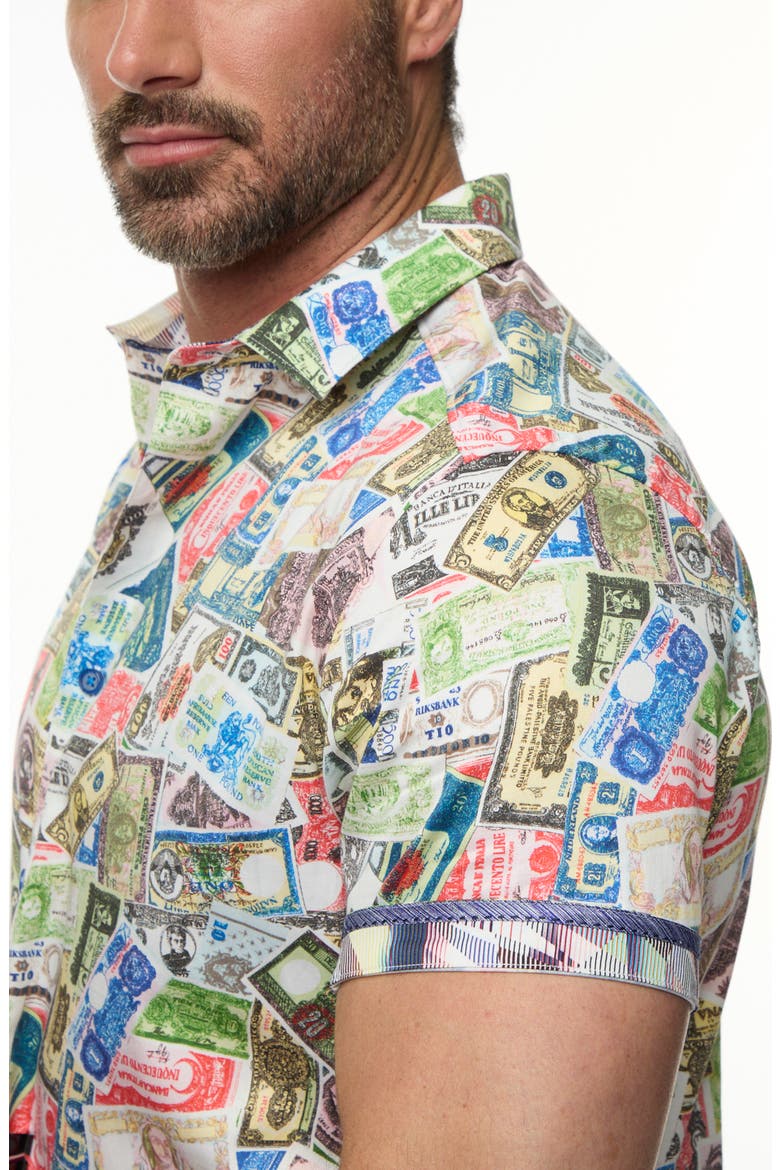 The Heist Short Sleeve Cotton Button-Up Shirt, Alternate, color, WHITE MULTI
