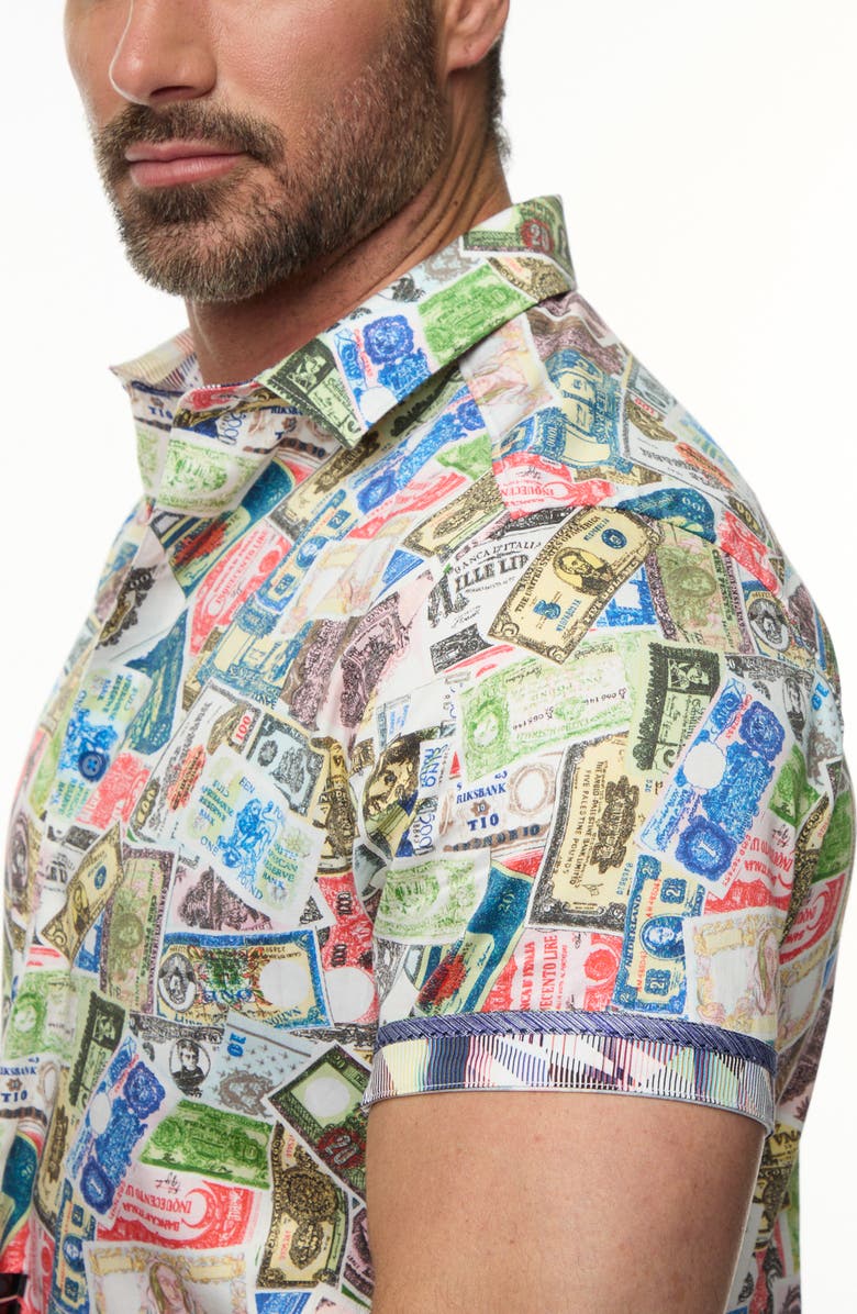 Robert Graham The Heist Short Sleeve Cotton Button-Up Shirt, Alternate, color, 