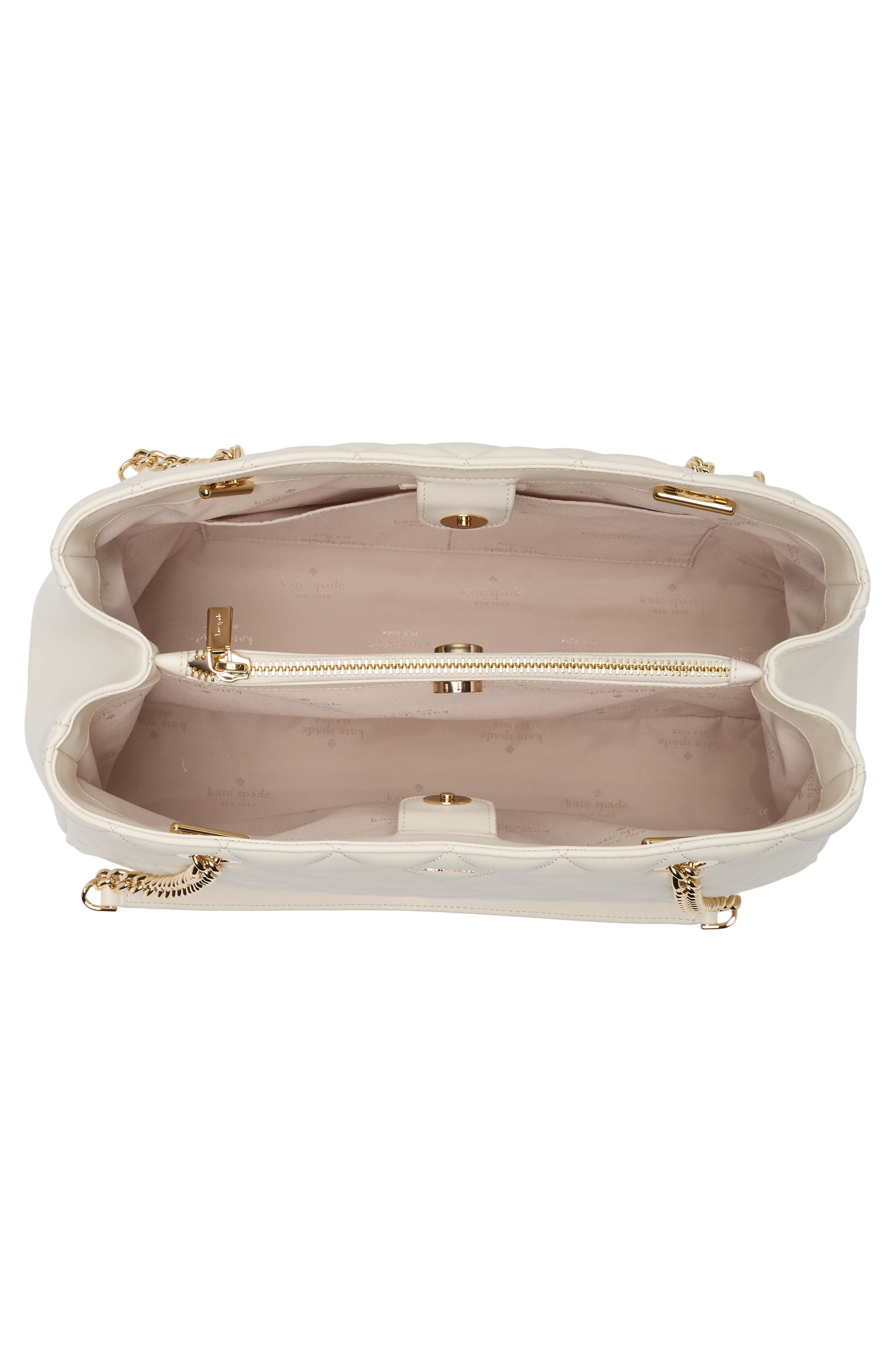 Carey Medium Quilted Leather Tote, Alternate, color, MERINGUE