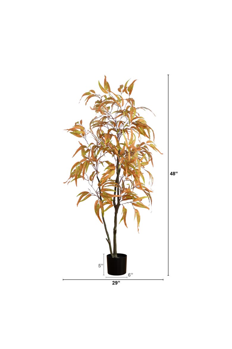 5-ft Autumn Wispy Eucalyptus Artificial Fall Tree, Alternate, color, Orange