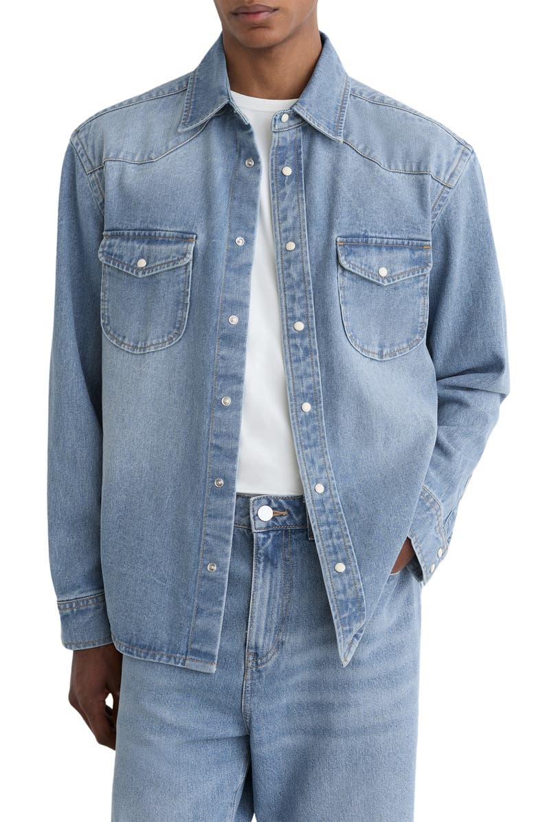 Reiss Finley Snap-Up Western Shirt, Main, color, Washed Blue