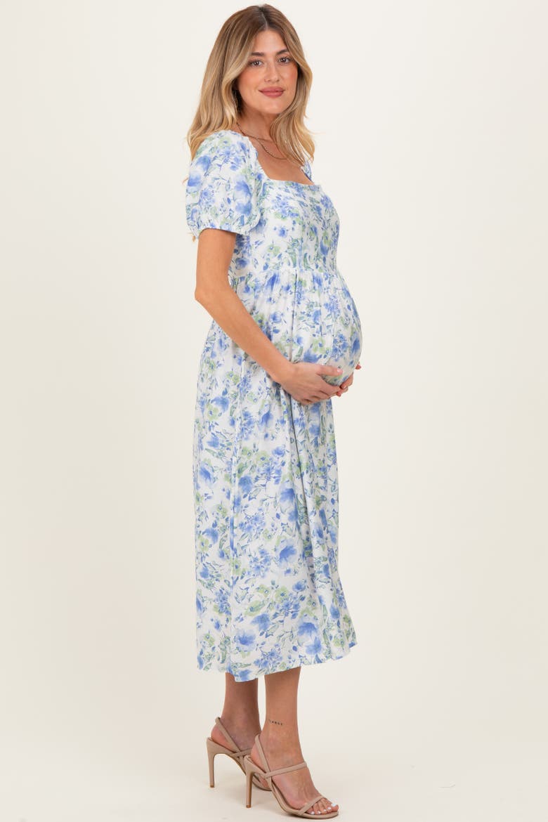 Floral Crisscross Back Midi Dress, Alternate, color, Blue