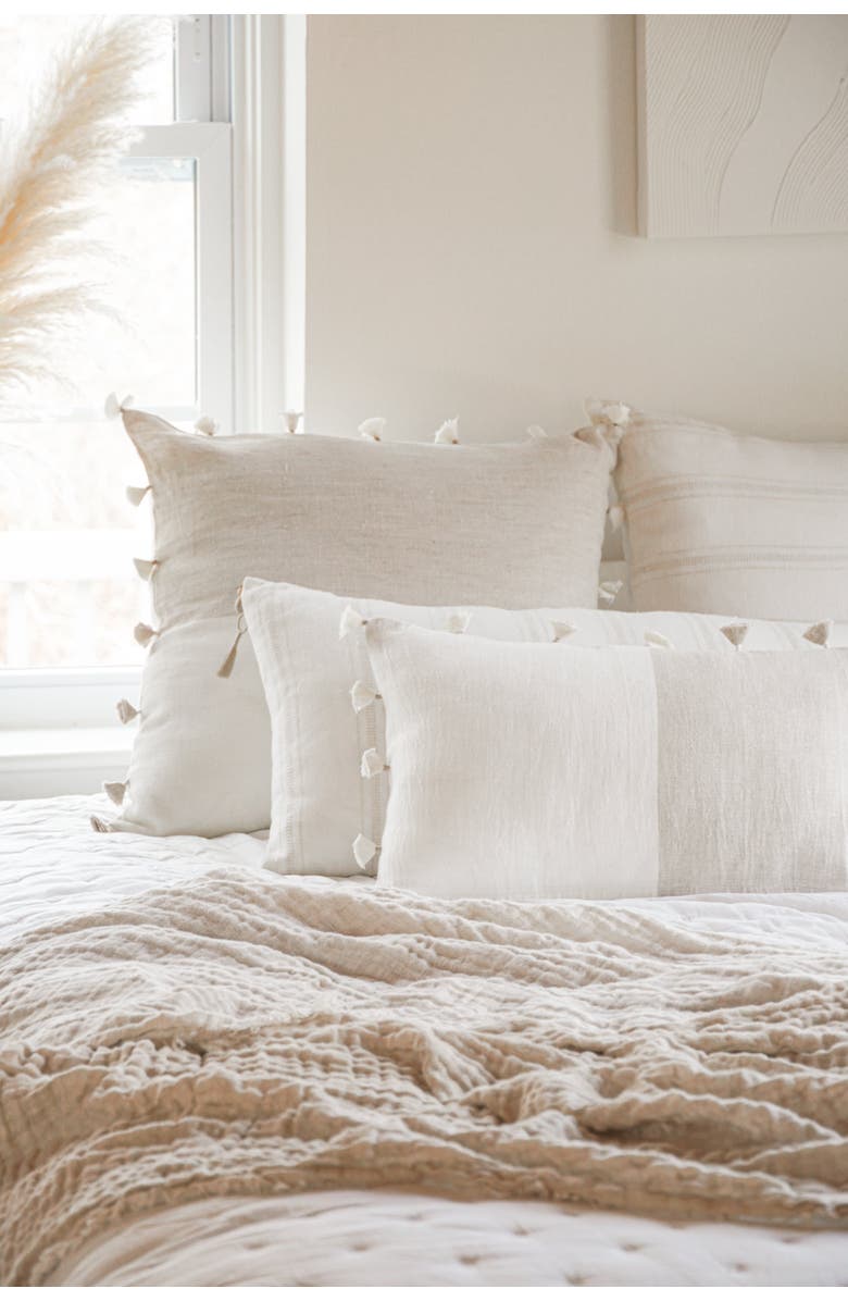 Anaya Tassels So Soft Linen Pillow with Down Alternative Insert, Alternate, color, 