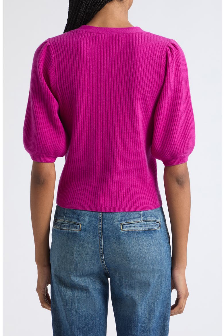 Cassidee Puff Sleeve Cashmere Sweater, Alternate, color, RASPBERRY