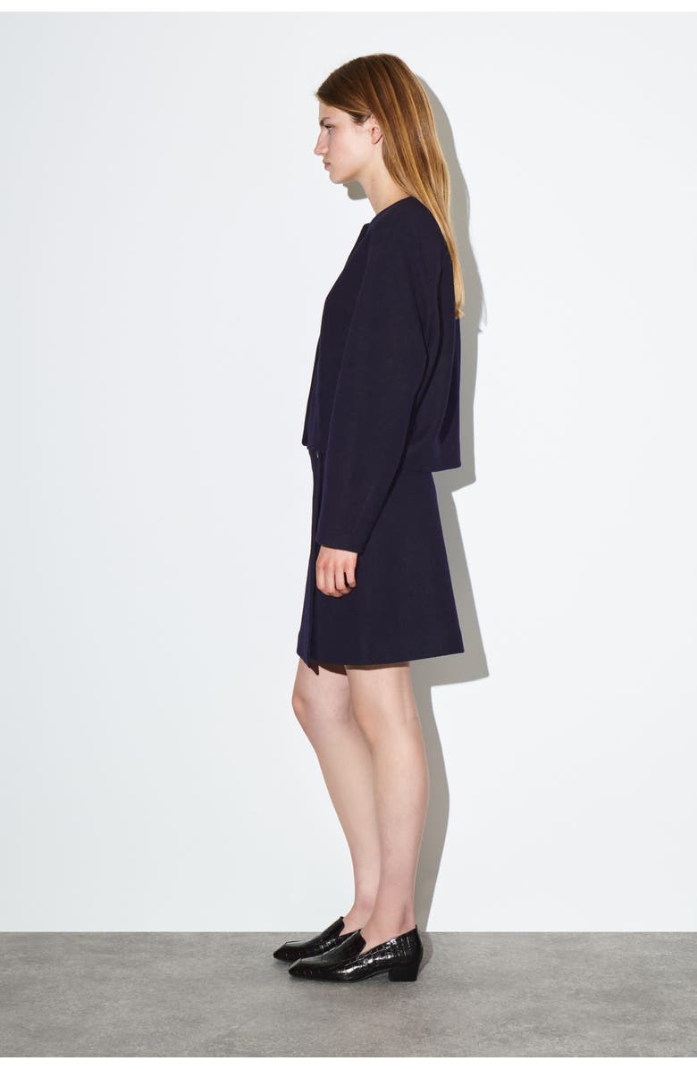 COS Boiled Merino Wool Cardigan, Alternate, color, Navy