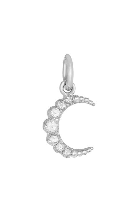 18k Gold Diamond Crescent Moon Pendant