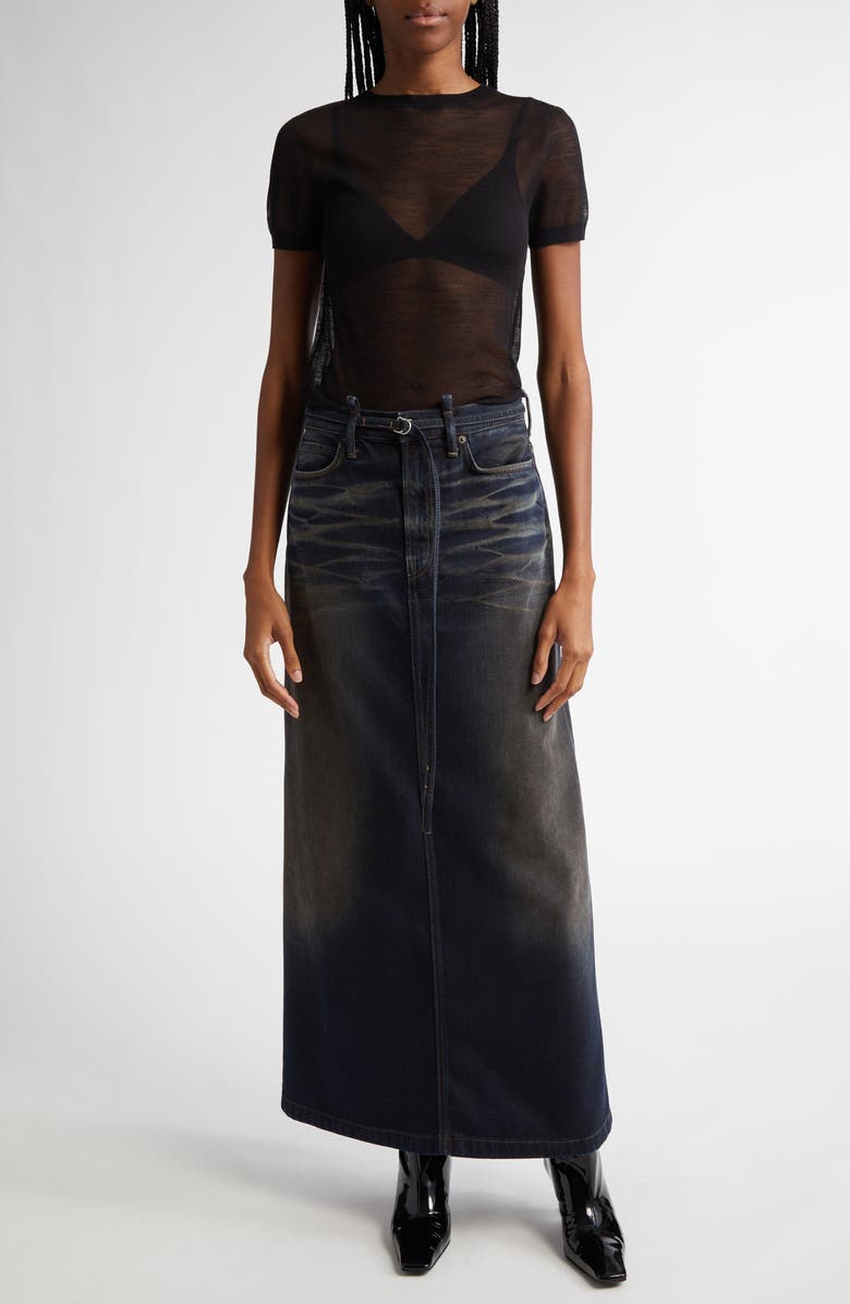 Acne Studios Kemon Seamless Sheer Wool Blend T-Shirt, Alternate, color, 