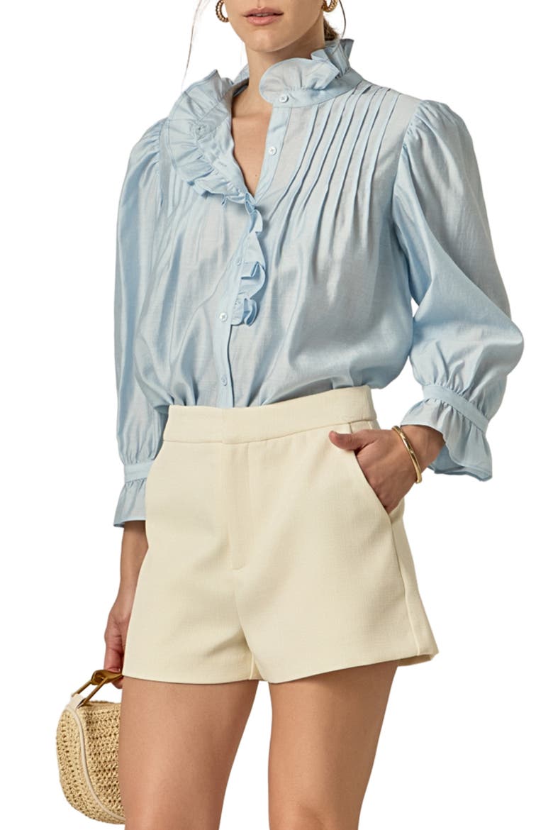Ruffle Detail Shirt, Alternate, color, POWDER BLUE