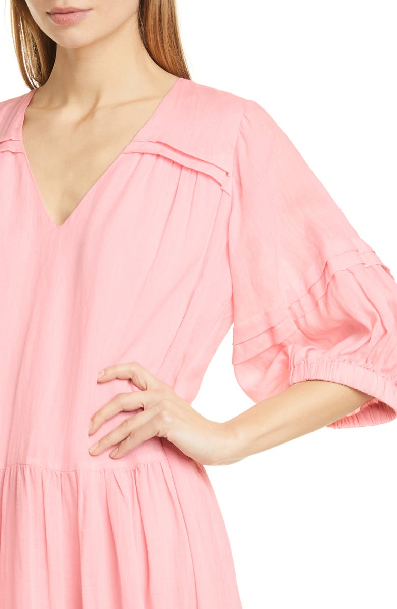 Sea Lucy Pleat Detail Tiered Cotton Midi Dress, Alternate, color, 