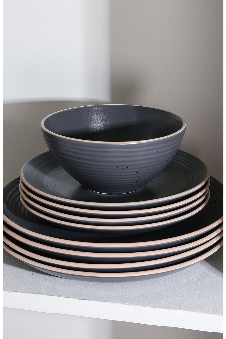 Lauren Stoneware 16-Piece Dinnerware Set, Alternate, color, Charcoal