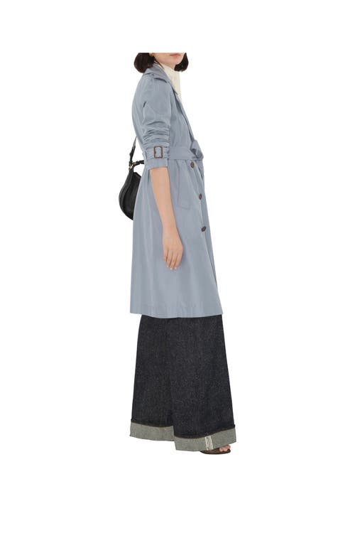 Burberry Long Silk Trench Coat In Gale