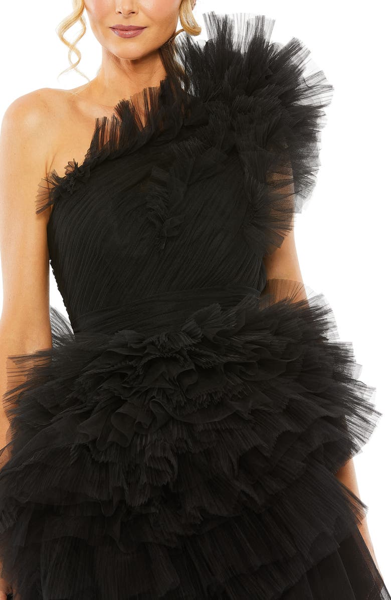 Mac Duggal Ruffle Tulle One-Shoulder Minidress, Alternate, color, 