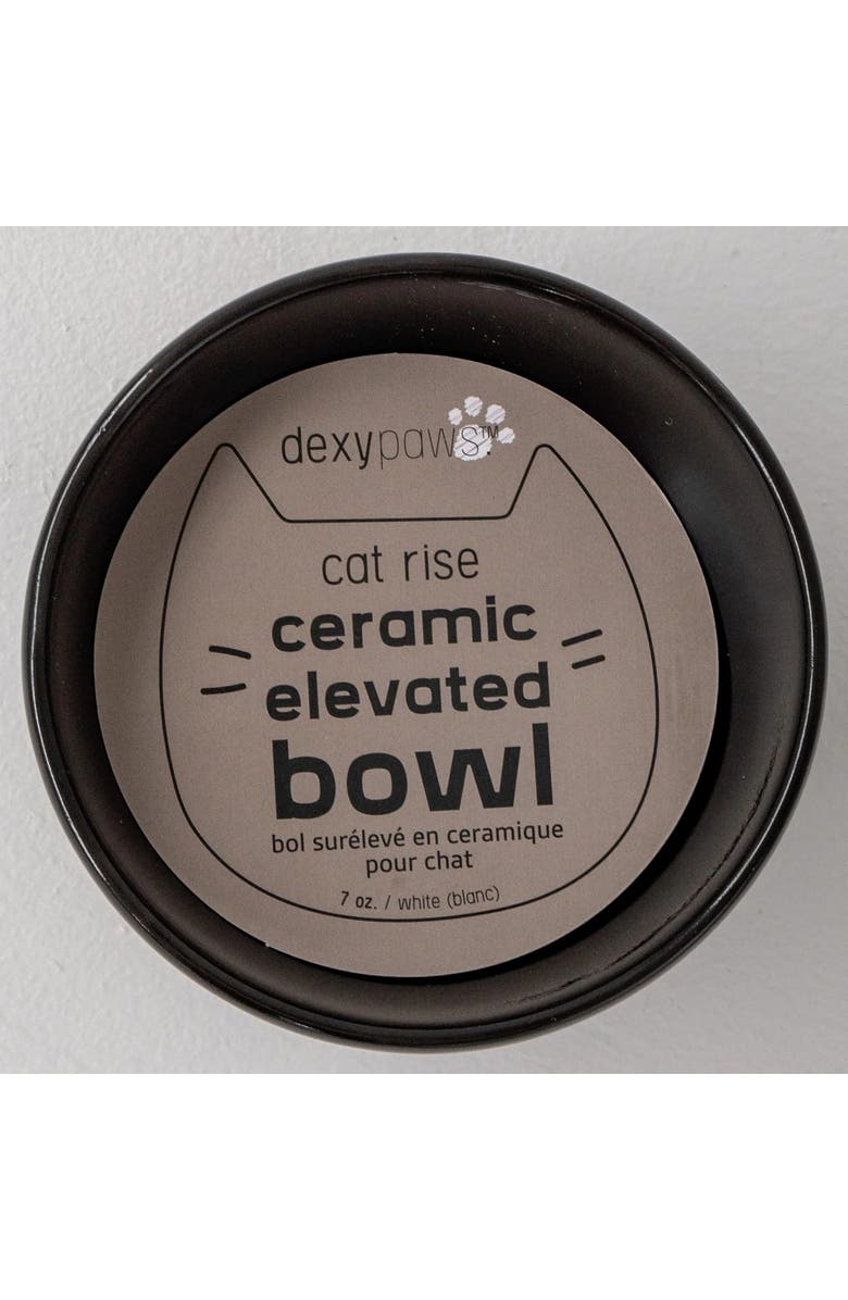 Dexypaws Elevated Ceramic Cat Bowl, Black & Gold Fish, 7oz, Alternate, color, Black