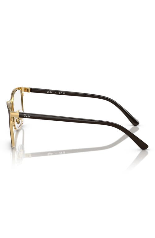Ray Ban Ray-ban Kids' Junior 46mm Square Optical Glasses In Gold Brown