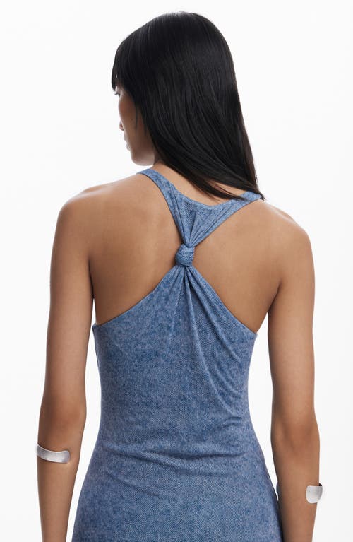 Desigual Knot Fitted Midi Dress In Blue