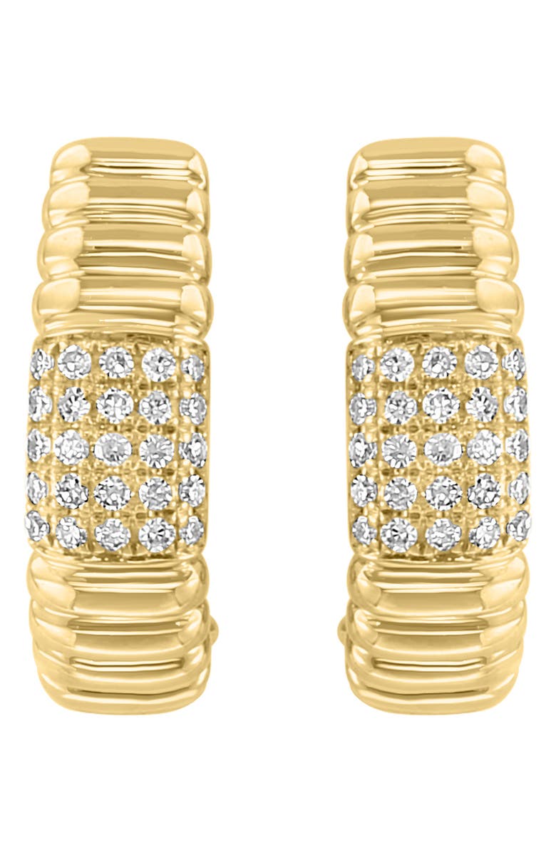 EFFY 14K Gold Diamond Huggie Hoop Earrings - 0.24ctw, Alternate, color, 