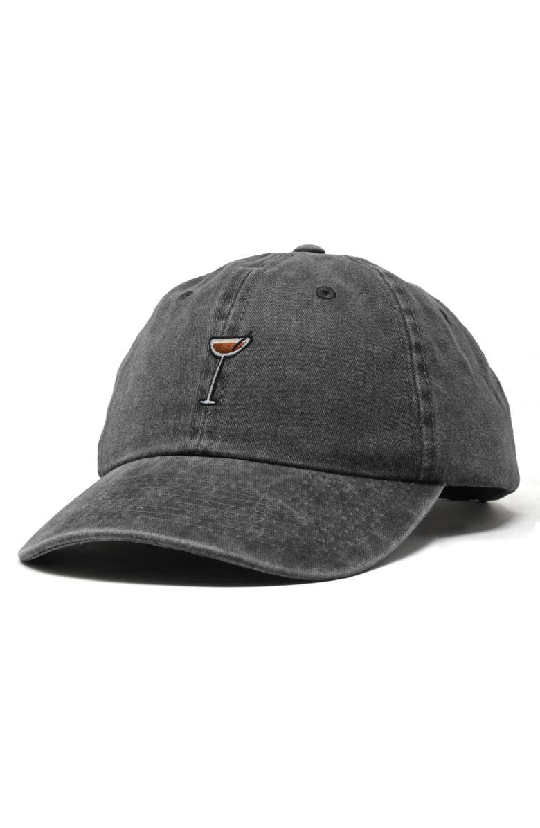 Dalix Espresso Martini Embroidered Hat, Alternate, color, Washed Black