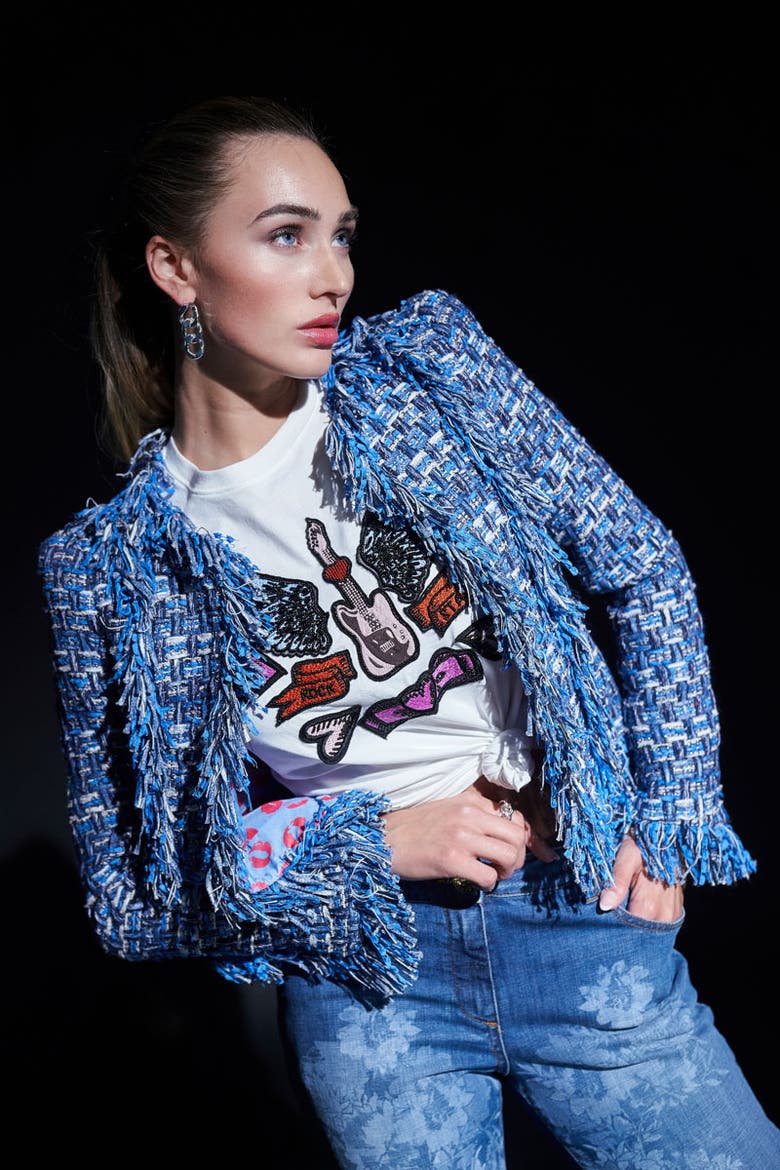 Cotton T-Shirt With Embroidery Rock and Romance, Alternate, color, Rock and Romance