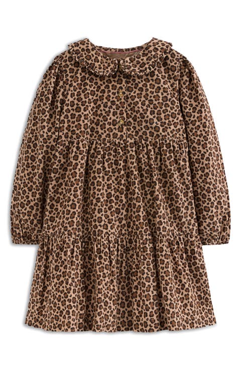 Kids' Leopard Print Long Sleeve Corduroy Dress (Toddler, Little Kid & Big Kid)