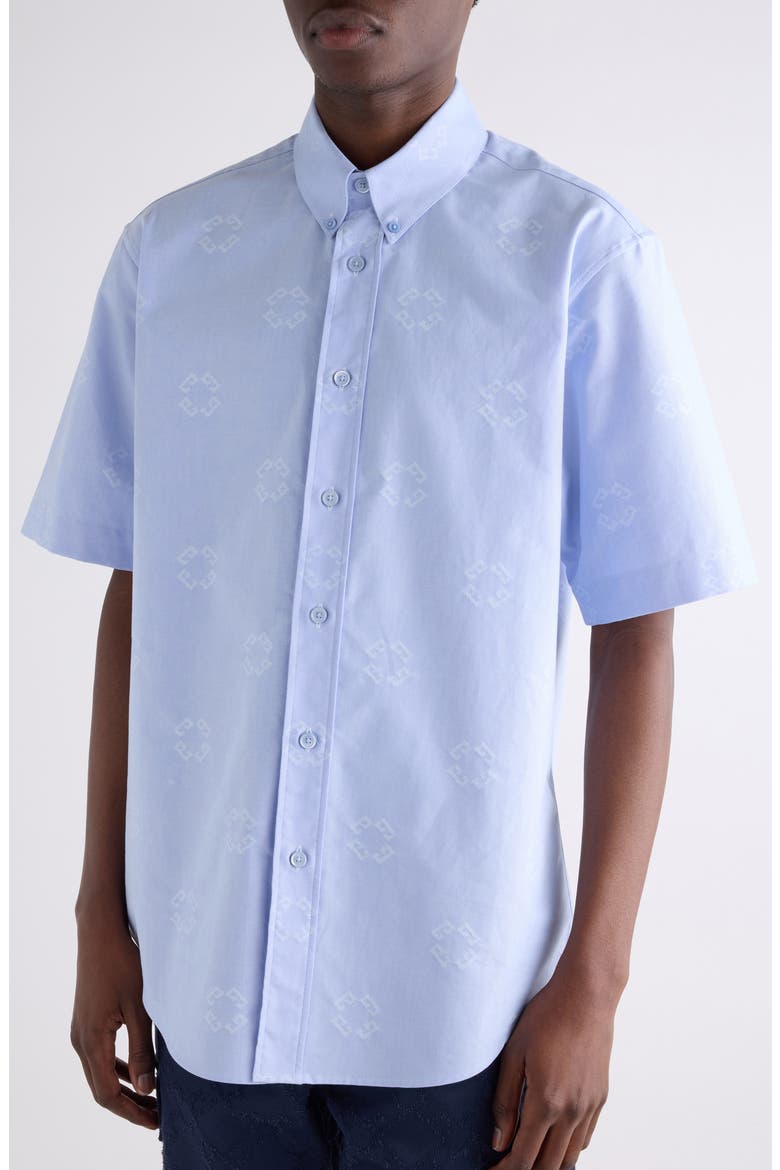 Custom Fit Monogram 72 Jacquard Button-Down Shirt, Alternate, color, BABY BLUE