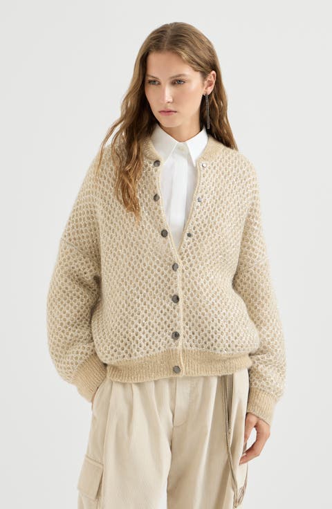 Dazzling Net Knit Bomber Jacket In Mohair
