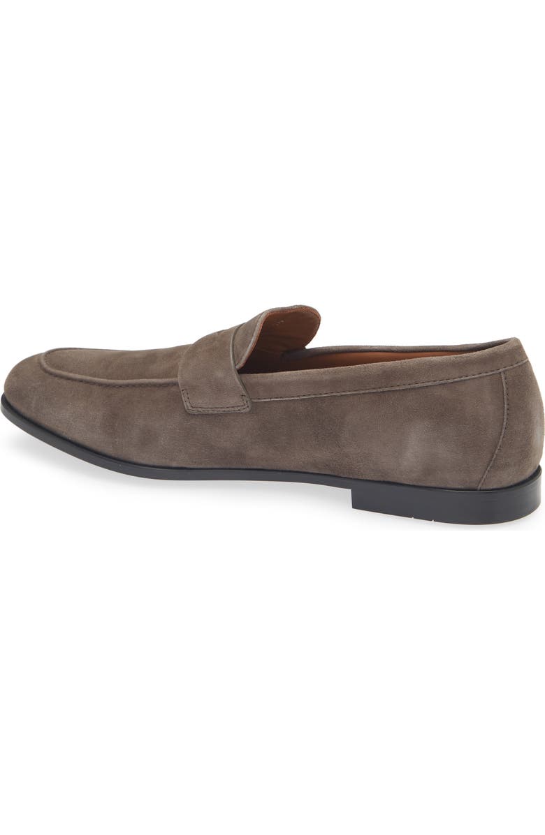FERRAGAMO Tiberio Suede Penny Loafer, Alternate, color, Elefante Nutmeg