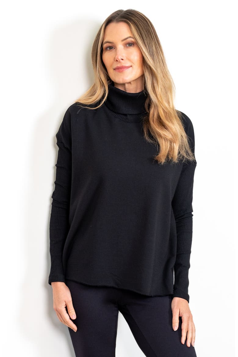 Light Hug® Bra-Free Fleece Turtleneck, Main, color, Black