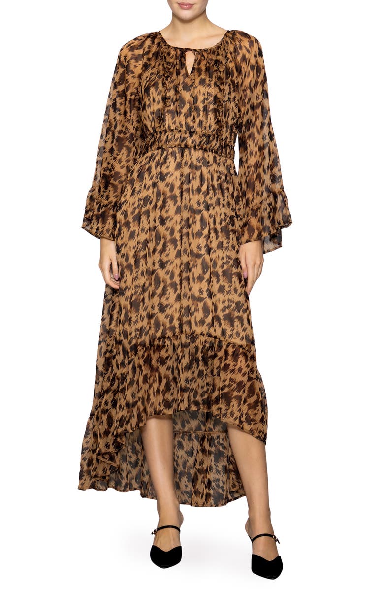 MELLODAY Print Long Sleeve Dress, Main, color, Animal
