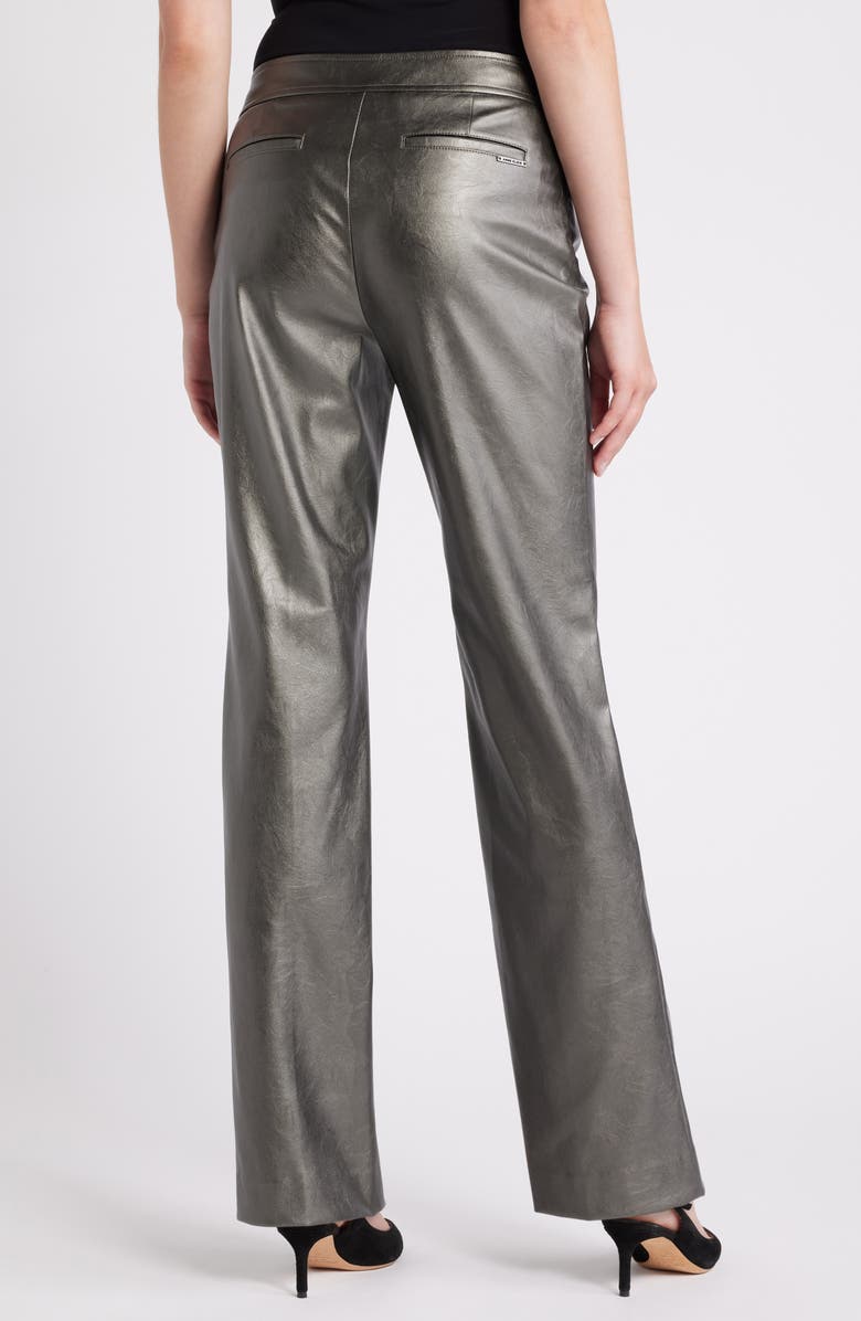 Anne Klein Metallic Faux Leather Bootcut Pants, Alternate, color, 