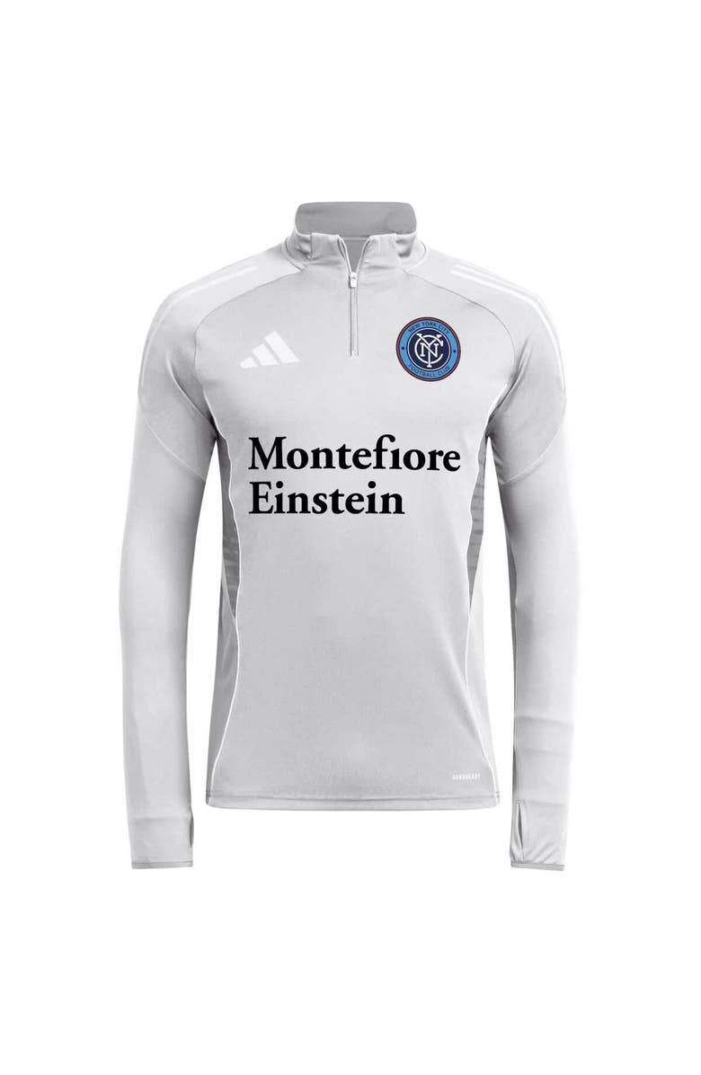 adidas Men's adidas  Silver New York City FC 2025 AEROREADY Quarter-Zip Long Sleeve Training Top, Alternate, color, Silver