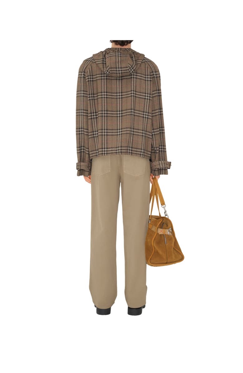 Burberry Check Silk Blend Hooded Jacket, Alternate, color, Brush