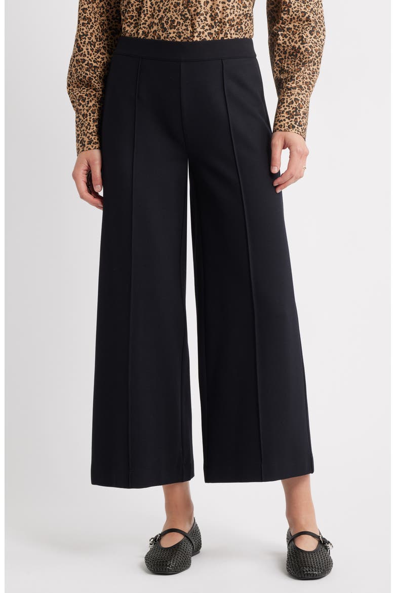 Wide Leg Crop Ponte Pants, Main, color, BLACK