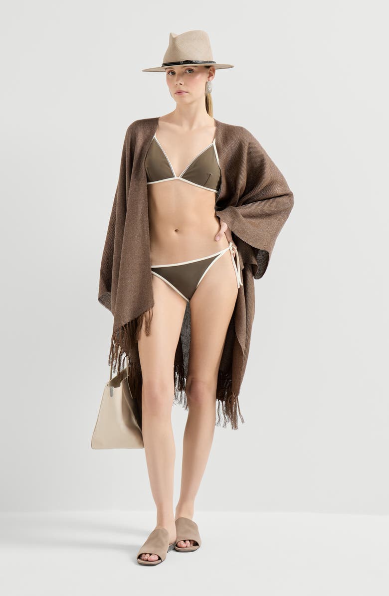 Brunello Cucinelli Bikini top with monili, Alternate, color, Military